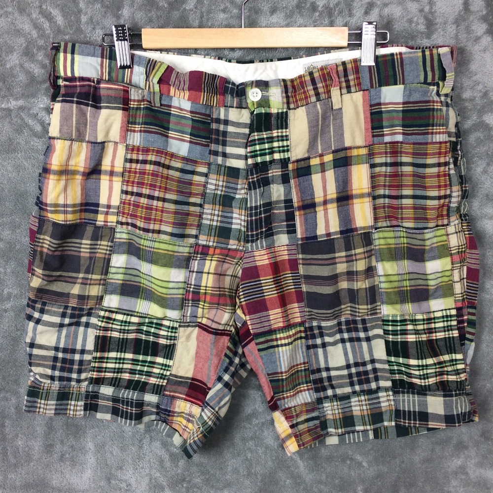 Polo Ralph Lauren Shorts Mens 40 Multicolor Indian Madras Plaid Patchwork Preppy
